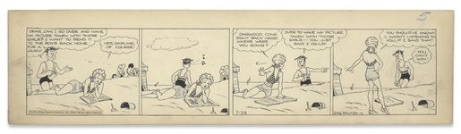 Chic Young Hand-Drawn Blondie Comic Strip From 1933 Titled Men Are So Gullible -- Blondie Puts a Quash to Dagwoods Fun